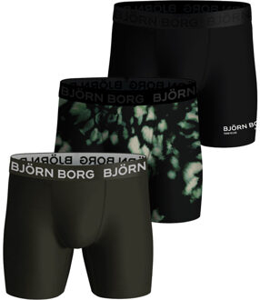 Björn Borg Performance Boxershorts Heren (3-pack) zwart - donkergroen - L