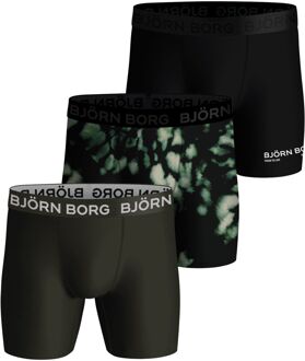 Björn Borg Performance Boxershorts Heren (3-pack) zwart - donkergroen - XL