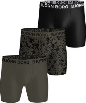 Björn Borg Sports Microfiber Boxer 3-pack Heren zwart/groen - L