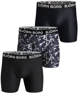 Bjorn Borg Boxershorts Performance 3-pack tennis print Blauw - S