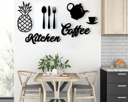 Bk Thuis Keuken Koffie Houten Muur Post Moderne Handig Betrouwbare Decoratie Eenvoudige Koele Zwarte Kleur