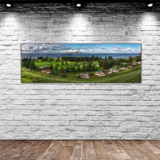 Bk Thuis Panorama Canvas Tafel 100x35cm-1 Moderne Handig Betrouwbare Decoratie Eenvoudige Koele Zwarte Kleur