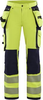 Blåkläder Dames High-Vis 4-weg stretch werkbroek 71971642 | High-Vis Geel/Marineblauw | Maat 50 - 7330509729496