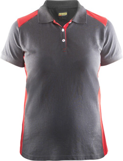 Blåkläder Dames poloshirt piqué 33901050 | Grijs/Rood | Maat XXL - 7330509515785