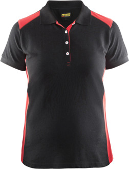 Blåkläder Dames poloshirt piqué 33901050 | Zwart/Rood | Maat 3XL - 7330509479551