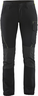 Blåkläder Dames Service werkbroek 4-weg stretch 71221645 | Zwart/High-Vis Geel | Maat 44 - 7330509728932