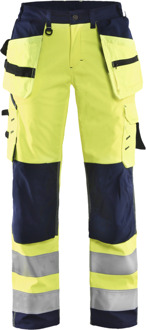 Blåkläder Dames Softshell werkbroek High-Vis 71672517 | High-Vis Geel/Marineblauw | Maat 44 - 7330509540084