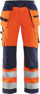 Blåkläder Dames Softshell werkbroek High-Vis 71672517 | High-Vis Oranje/Marineblauw | Maat 42 - 7330509540404