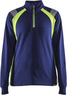 Blåkläder Dames Sweatshirt halve rits Visible 34031158 | Marine/High-Vis Geel | Maat XXL - 7330509815533