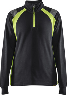 Blåkläder Dames Sweatshirt halve rits Visible 34031158 | Zwart/High-Vis Geel | Maat 3XL - 7330509815540