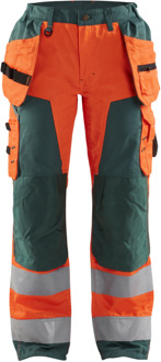 Blåkläder Dames werkbroek High-Vis met spijkerzakken 71561811 | High-Vis Oranje/Groen | Maat 48 - 7330509614860