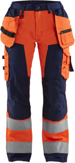 Blåkläder Dames werkbroek High-Vis met spijkerzakken 71561811 | High-Vis Oranje/Marineblauw | Maat 42 - 7330509502846