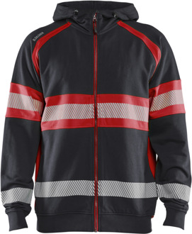 Blåkläder High-Vis Hooded Sweatshirt 35521158 | Zwart/High-Vis Rood | Maat XXL - 7330509831250