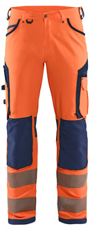 Blåkläder High-Vis werkbroek met 4-weg stretch zonder spijkerzakken 11971642 | High Vis Oranje/Marineblauw | Maat 48 - 7330509840818