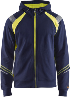 Blåkläder Hooded Sweatshirt hele rits Visible 34331158 | Marine/High-Vis Geel | Maat 3XL - 7330509595688