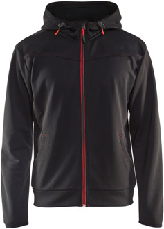 Blåkläder Hoodie met rits 33632526 | Zwart/Rood | Maat XS - 7330509564714