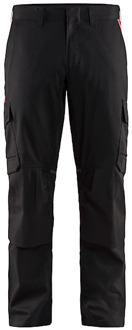 Blåkläder Industrie werkbroek stretch met kniezakken 14481832 | Zwart/Rood | Maat 60 - 7330509760550