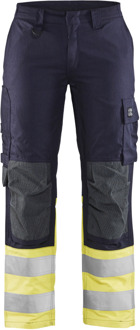 Blåkläder Multinorm Dames Werkbroek Inherent 71881512 | Marine/High-Vis Geel | Maat 36 - 7330509664056