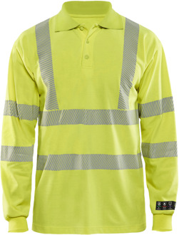 Blåkläder Multinorm piqué polo lange mouw 34391726 | High-Vis Geel | Maat S - 7330509536537
