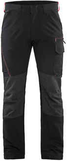 Blåkläder Service werkbroek met 4-weg stretch 14221645 | Zwart/Rood | Maat 54 - 7330509735046