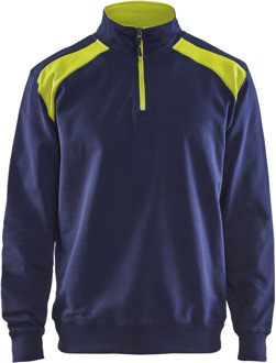 Blåkläder Sweatshirt bicolour met halve rits 33531158 | Marine/High-Vis Geel | Maat XL - 7330509597149