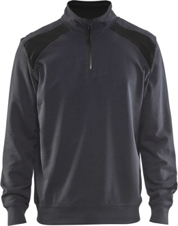 Blåkläder Sweatshirt bicolour met halve rits 33531158 | Medium Grijs/Zwart | Maat M - 7330509697238