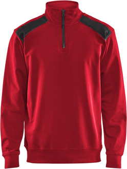 Blåkläder Sweatshirt bicolour met halve rits 33531158 | Rood/Zwart | Maat M - 7330509596968