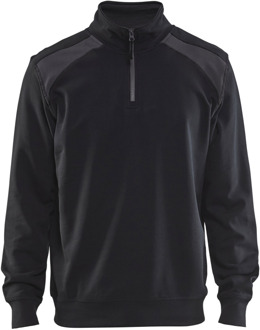 Blåkläder Sweatshirt bicolour met halve rits 33531158 | Zwart/Donkergrijs | Maat S - 7330509597293
