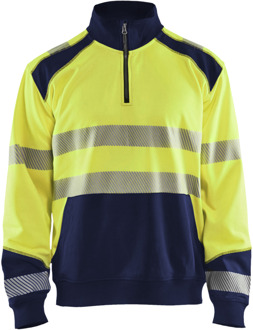 Blåkläder Sweatshirt halve rits High-Vis 35562528 | High-Vis Geel/Marineblauw | Maat S - 7330509610121