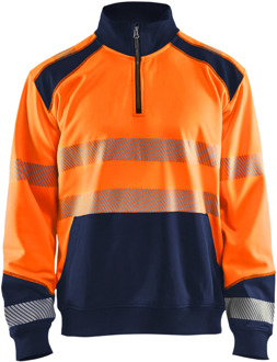 Blåkläder Sweatshirt halve rits High-Vis 35562528 | High-Vis Oranje/Marineblauw | Maat L - 7330509623428