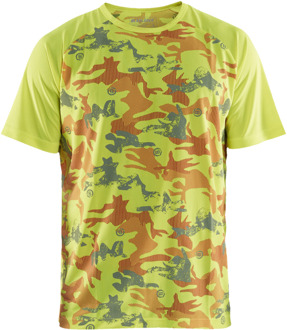 Blåkläder T-Shirt functioneel camo 34251011 | High-Vis Geel/Grijs | Maat XL - 7330509691007
