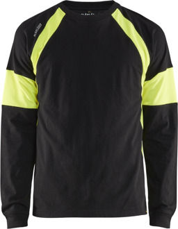 Blåkläder T-Shirt lange mouw 35201030 | Zwart/High-Vis Geel | Maat XS - 7330509697580