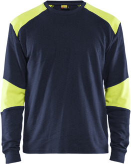 Blåkläder Vlamvertragend T-Shirt lange mouwen 34571761 | Marine/High-Vis Geel | Maat 4XL - 7330509725610