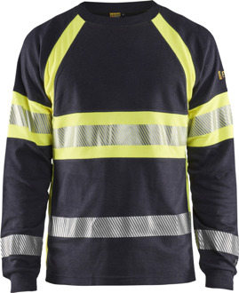 Blåkläder Vlamvertragend T-Shirt lange mouwen 34841761 | Marine/High-Vis Geel | Maat XXL - 7330509725597