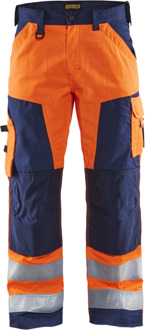 Blåkläder Werkbroek High-Vis zonder spijkerzakken 15661811 | High Vis Oranje/Marineblauw | Maat 46 - 7330509413432