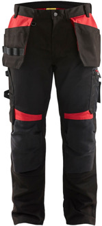 Blåkläder Werkbroek met spijkerzakken 15551860 | Zwart/Rood | Maat C148 - 7330509753088