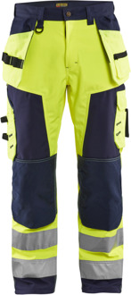 Blåkläder Werkbroek softshell High-Vis 15672517 | High Vis Geel/Marineblauw | Maat 48 - 7330509405512
