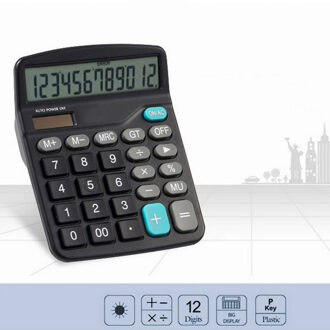 Black 12 Cijfers Groot Scherm Rekenmachine Mode Computer Financial Accounting