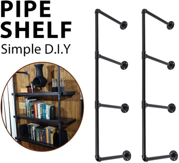 Black 4 layer retro industrial wind assembly bookshelf corner closet sundries book storage organizer easy bookcase home decorati