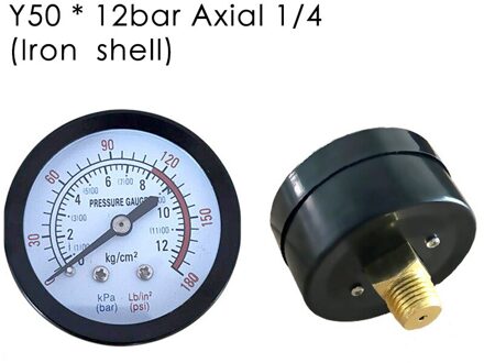 Black Air Compressor Pneumatische Hydraulische Vloeistof Manometer 0-12Bar / 0-180PSI Geel