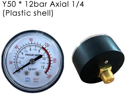 Black Air Compressor Pneumatische Hydraulische Vloeistof Manometer 0-12Bar / 0-180PSI wit