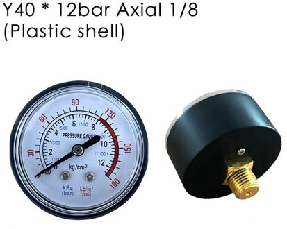 Black Air Compressor Pneumatische Hydraulische Vloeistof Manometer 0-12Bar / 0-180PSI zwart