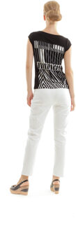 Black and White Geometric Print Top Zwart