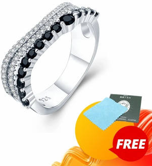 Black Awn Classic 4.2g 925 Sterling Silver Fine Jewelry Engagement Black Spinel Wedding Ring for Women G037