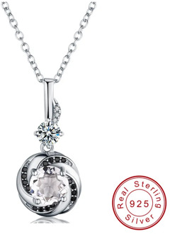 Black Awn Silver Necklace 925 Sterling Silver Fine Jewelry Trendy Engagement Necklaces for Women Wedding Necklaces Pendants P159