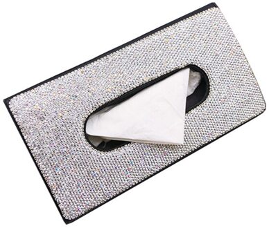 Black Bling Diamond Auto Zonneklep Tissue Houder Opknoping Lederen Kristallen Rhinestone Papieren Handdoek Cover Case Voor Vrouwen Auto Accessoires