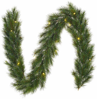 Black Box 2x stuks groene dennenslingers met kerstverlichting 25 x 270 cm 150 tips - Kerstslingers / dennen slingers