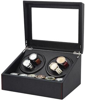 Black Carbon Fiber Storage Case Roterende Display 4 Winder 6 Slots Organisator