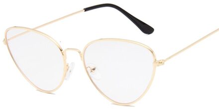 Black Cateye Glazen Frame Vrouwelijke Vintage Brand Optische Brillen Vrouwen Retro Cat Eye Metal Eyewear Clear Lens Goud
