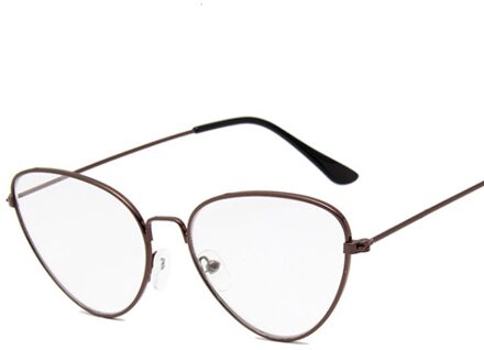 Black Cateye Glazen Frame Vrouwelijke Vintage Brand Optische Brillen Vrouwen Retro Cat Eye Metal Eyewear Clear Lens koffie